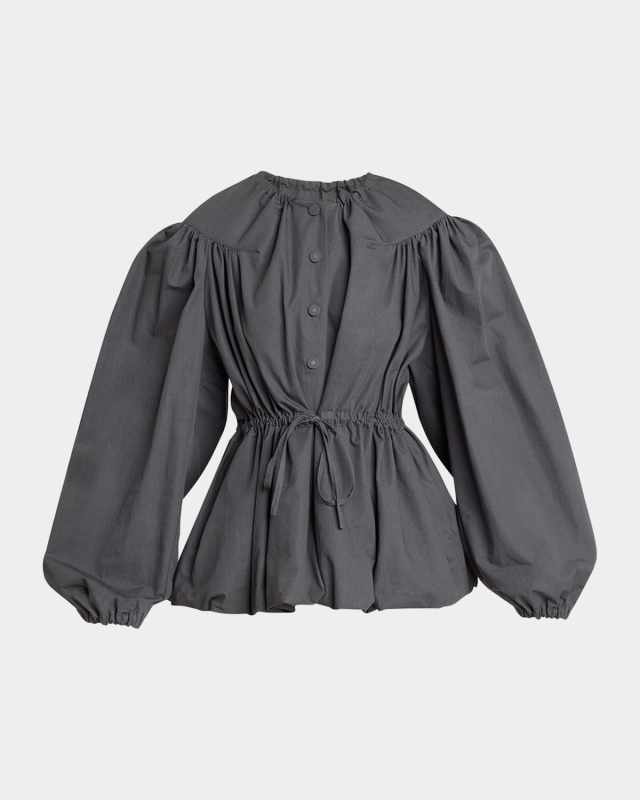 Vanter Pleated Bubble Hem Drawstring Jacket